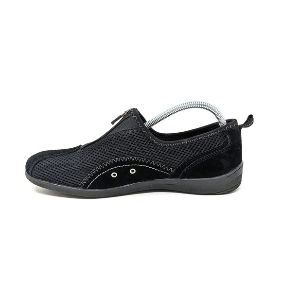 Spring Step Womens 10.5/11 Sneakers Style Racer Black Leather Slip On Zip - Picture 4 of 8